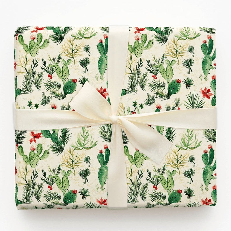 Watercolor Succulent Gift Wrap, Christmas Cactus Wrapping Paper, Botanical Desert Holiday Wrapping Paper, Southwestern Gift Wrapping Paper
