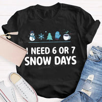 Humorous Winter Holiday Graphic Tee, Snow Days Snowflake Christmas Tree Shirt, Comfy Snow Lover T-Shirt, Winter Break Teacher Present