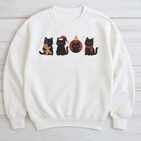Adorable Cat Holiday Sweatshirt, Gingerbread Black Cat Christmas Sweatshirt, Kitten Xmas Crewneck, Winter Cat Sweater, Present for Cat Lovers