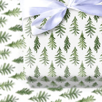 Minimalist Forest Gift Wrap, Watercolor Pine Tree Wrapping Paper, Rustic Evergreen Wrapping Paper, Nature Holiday Christmas Wrapping Paper