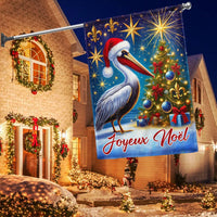 Joyeux Noel Cajun Holiday Flag, Louisiana Pelican Christmas Garden Flag, Double-Sided French Creole Flag, Louisiana State Pride Decor