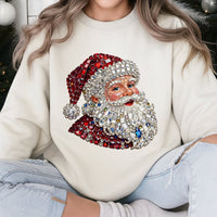 Sparkle Crystal Christmas Crewneck, Jewel Mosaic Santa Sweatshirt, Festive Santa Claus Pullover, Holiday Graphic Sweatshirt, Christmas Present