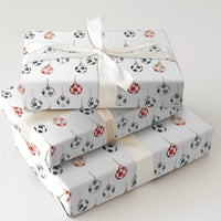 Watercolor Soccer Ornament Gift Wrap, Soccer Ball Christmas Wrapping Paper, Sports Holiday Wrapping Paper, Soccer Fan Gift Wrap Roll