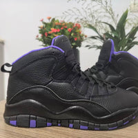 High Top Sneakers, Black Purple Colorway, Lace Up Design, Casual Gift for Sneaker Fans