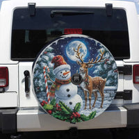 Reindeer Full Moon Tire Cover, Christmas Snowman Spare Tire Cover, Holiday Winter Wheel Cover, Jeep SUV Spare Tire Cover