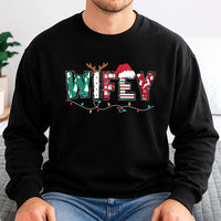 Festive Married Holiday Sweater, Wifey Christmas Sweatshirt, Matching Couple Xmas Crewneck Pullover, Adorable Winter Present for Wife