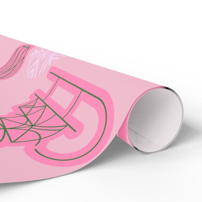 Pine Branch Snowflake Gift Wrap, Pink Scandinavian Wrapping Paper, Christmas Wrapping Paper Roll, Holiday Present Wrap, Xmas Gift Wrap