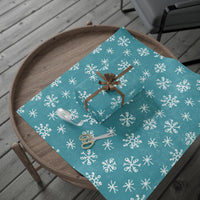 Teal Winter Foliage Gift Wrap, Scandinavian Snowflake Wrapping Paper, Nordic Christmas Wrapping Paper, Holiday Season Gift Wrap Roll