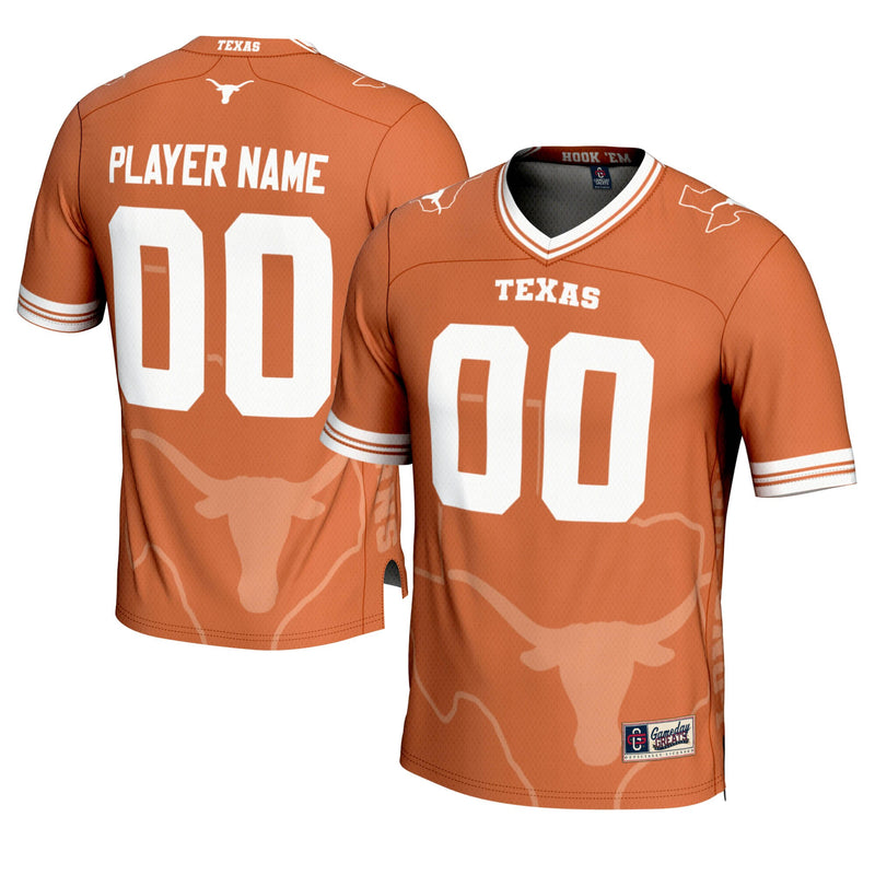 Texas Longhorns Icon Print NIL Pick-A-Player Football Jersey - Texas Orange
