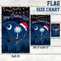 Double-Sided Palmetto Tree Santa Hat Yard Flag, South Carolina Merry Christmas Y'all Garden Flag, Southern Holiday Lawn Flag