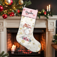 My First Christmas Stocking 2025, Personalized Baby Elephant Christmas Stocking, Baby Girl Floral Holiday Stocking, Custom Keepsake Present