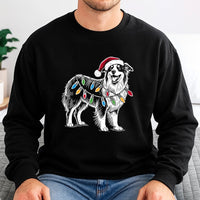 Aussie Santa Lights Sweatshirt, Australian Shepherd Christmas Sweatshirt, Adorable Shepherd Dog Holiday Sweater, Pet Lover Xmas Crewneck