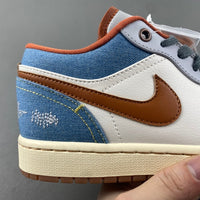 Low Top Sneakers, Blue White Gray Colorway, Lace Up Design, Casual Gift for Sneaker Fans