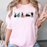 Adorable Holiday Black Cat Graphic Tee, Christmas Black Cat T-Shirt, Festive Kitty Shirt, Humorous Xmas Cat Tee, Cat Lover Christmas Present