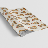 Santa Hat Tiger Gift Wrap, Christmas Tiger Wrapping Paper, Adorable Big Cat Christmas Wrapping Paper, Safari Animal Holiday Gift Wrap