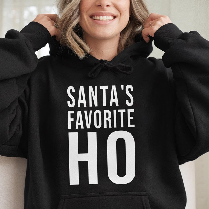 Humorous Santa Christmas Party Hoodie, Santas Favorite Ho Hoodie, Sarcastic Adult Holiday Sweatshirt, Cheeky Xmas Pullover Present for Her