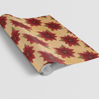 Watercolor Holiday Floral Gift Wrap, Poinsettia Christmas Wrapping Paper, Festive Flora Botanical Wrapping Paper, Winter Gift Wrap Roll