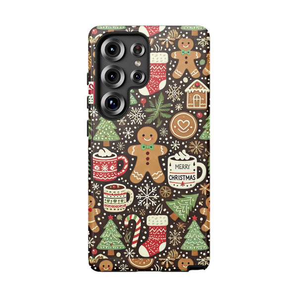 Adorable Holiday Cookies Galaxy Case, Christmas Gingerbread Phone Case for Samsung, Festive Winter Dual Layer Tough Cover, Xm