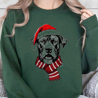 Adorable Santa Hat Dog Sweater, Christmas Dog Sweatshirt, Holiday Dog Lover Sweatshirt, Festive Pet Dog Sweatshirt, Puppy Xmas Pullover Crewneck