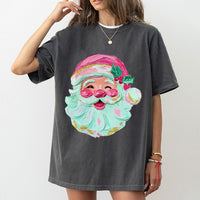Textured Brushstroke Christmas Shirt, Retro Santa T-Shirt, Vintage Santa Claus Graphic Tee, Adorable Holiday Season T-Shirt, Festive Xmas Present