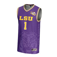 #1 LSU Tigers Lightweight Icon Print Basketball Jersey - Purple