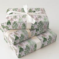 Watercolor Holiday Gift Wrap, Pink Christmas Tree Wrapping Paper, Modern Pastel Xmas Gift Wrapping Paper, Festive Season Wrap Roll