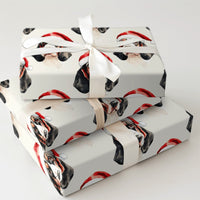 Santa Dog Gift Wrap Roll, Basset Hound Christmas Wrapping Paper, Puppy Xmas Wrapping Paper, Dog Lover Holiday Gift Wrap, Winter Present Wrap