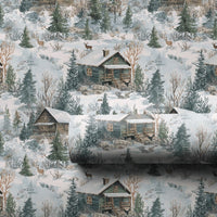 Rustic Deer Forest Gift Wrap, Winter Cabin Christmas Wrapping Paper, Watercolor Woodland Snow Scene Wrapping Paper, Holiday Gift Wrap