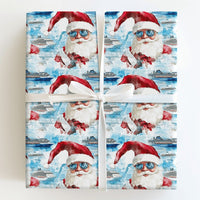 Christmas Cruise Gift Wrap, Tropical Santa Wrapping Paper, Beach Holiday Wrapping Paper, Watercolor Sunglasses Santa Paper Roll