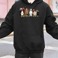 Humorous Farm Animal Holiday Sweatshirt, Christmas Chicken Hoodie, Santa Hat Hen Pullover, Adorable Country Barnyard Hooded Sweater, Farmer Present
