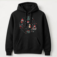 Festive Santa Hat Cat Hoodie, Christmas Black Cat Hoodie, Adorable Kitten Holiday Hoodie, Retro Spooky Xmas Sweatshirt, Present for Cat Lovers