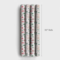Watercolor Travel Wrapping Paper, World Landmarks Christmas Wrapping Paper, Festive Reindeer Gift Wrap, Global Winter Holiday Wrapping Paper