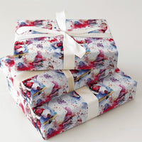 Watercolor Skater Santa Gift Wrap, Splatter Skateboarding Santa Wrapping Paper, Fun Christmas Present Wrap, Artistic Holiday Paper Roll