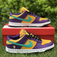 Low Top Sneakers, Purple Yellow Colorway, Lace Up Design, Casual Gift for Sneaker Fans