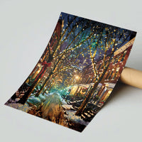 Snowy Winter Poster Printable Wall Art, Christmas City Street Poster, Holiday Street Poster, Festive City Digital Download, Xmas Decor