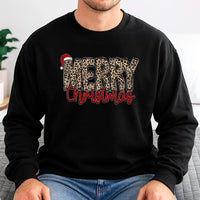 Retro Holiday Christmas Sweatshirt, Leopard Merry Christmas Sweatshirt, Festive Christmas Crewneck, Comfy Winter Holiday Sweatshirt