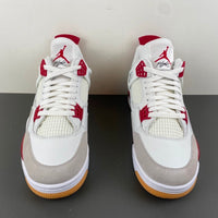 Retro Low Top Sneakers, White Red Gray Colorway, Suede Footwear, Lace Up Design, Casual Gift for Sneaker Fans