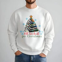 Book Tree Christmas Sweatshirt, All Booked for Christmas Sweatshirt, Holiday Reader Crewneck Sweatshirt, Bookish Bookworm Pullover Sweater