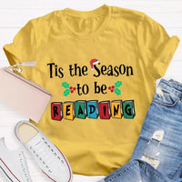 Book Lover Christmas Graphic Tee, Tis the Season to Be Reading T-Shirt, Bibliophile Holiday Shirt, Bookworm Xmas Tee, Reader Holiday Shirt