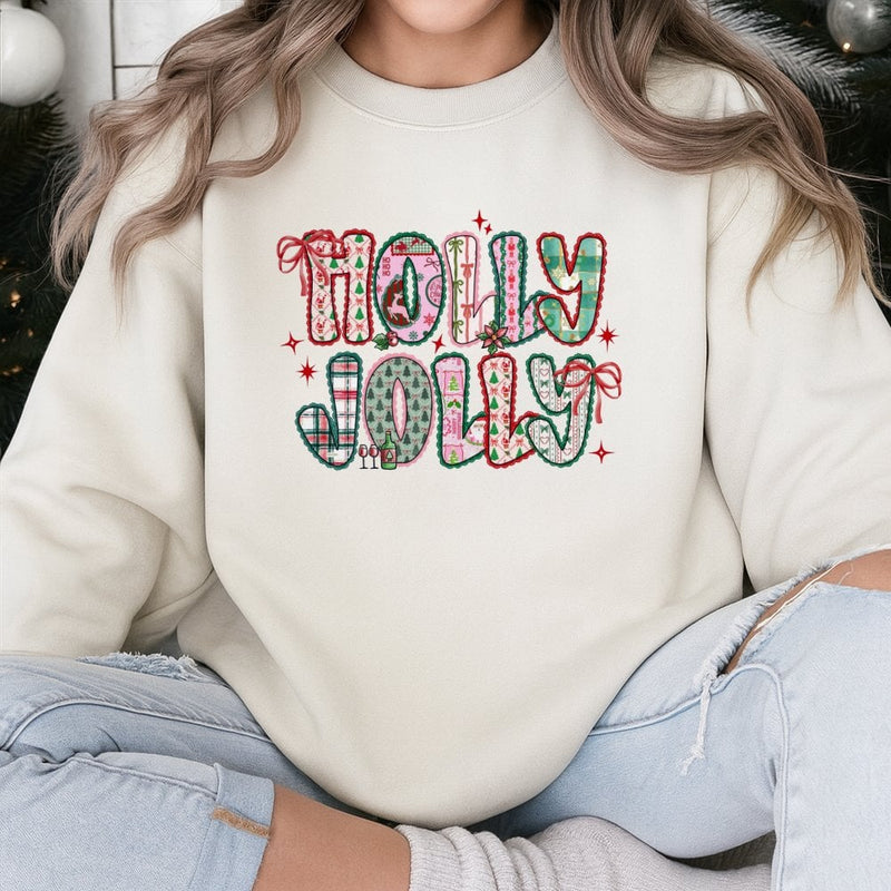 Preppy Christmas Sweatshirt, Holly Jolly Sweatshirt, Retro Holiday Sweatshirt, Adorable Christmas Crewneck, Winter Pullover, Xmas Present for Her