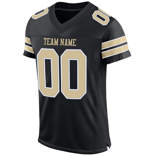 Custom Football Jersey - Black Vegas Gold-White Mesh Authentic