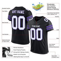 Custom Football Jersey - Black White-Purple Mesh Authentic