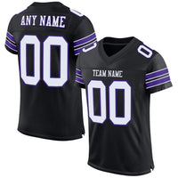 Custom Football Jersey - Black White-Purple Mesh Authentic