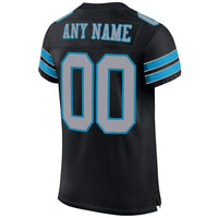 Custom Football Jersey - Black Light Gray-Panther Blue Mesh Authentic