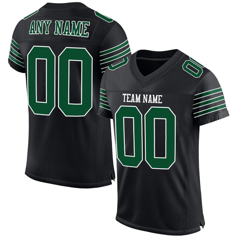 Custom Football Jersey - Black Grass Green-White Mesh Authentic