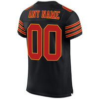 Custom Football Jersey - Black Scarlet-Gold Mesh Authentic