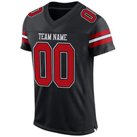 Custom Football Jersey - Black Red-White Mesh Authentic