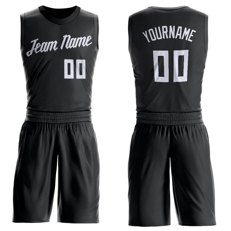Custom Basketball Jersey - Black White Round Neck Uniform