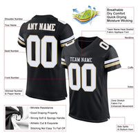 Custom Football Jersey - Black White-Vegas Gold Mesh Authentic