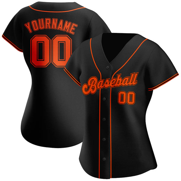 Custom Baseball Jersey - Black Orange-Black Authentic